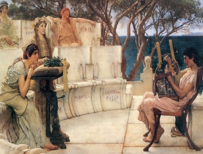 Painting of Sappho reciting poetry Painting of Sappho reciting poetry