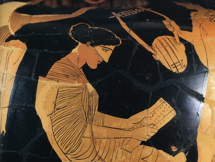 Image of Saphoo on an ancient Greek pot